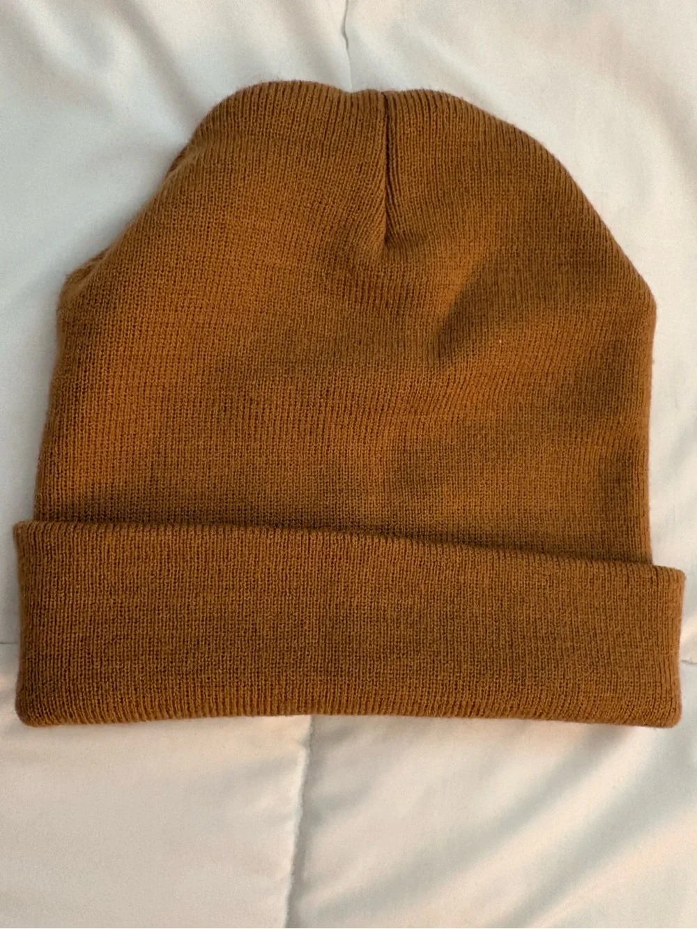 Timberland Mustard Tan Knit Beanie with Logo Patch